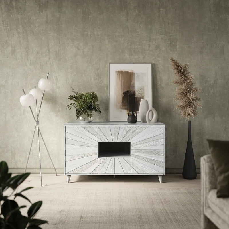 Reece 50\" Mid-Century Modern Starburst TV Stand Console Storage Cabinet