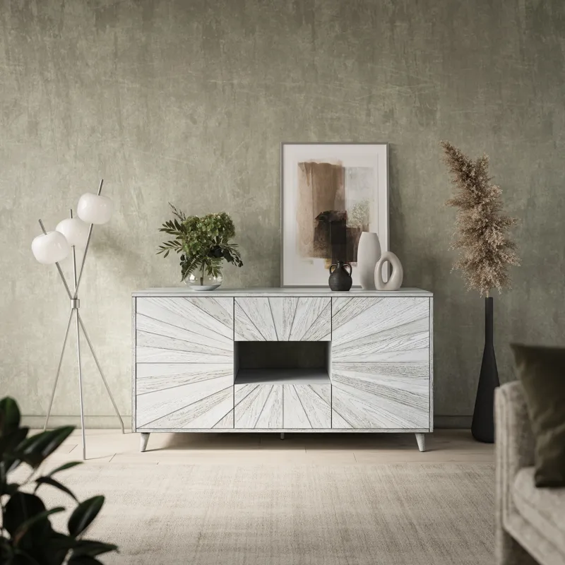 Reece 60\" Mid-Century Modern Starburst TV Stand Console Storage Cabinet