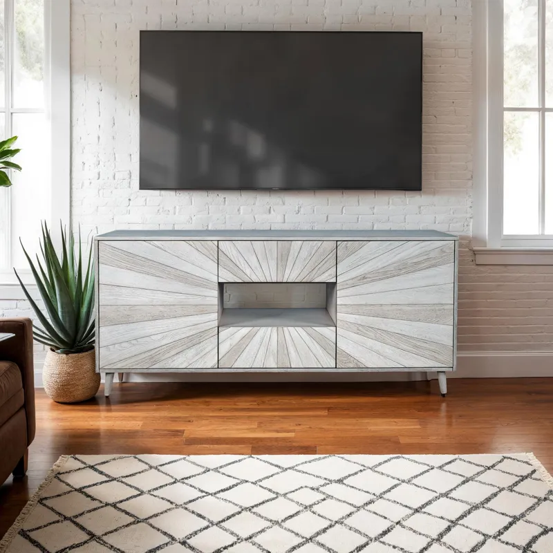 Reece 60\" Mid-Century Modern Starburst TV Stand Console Storage Cabinet