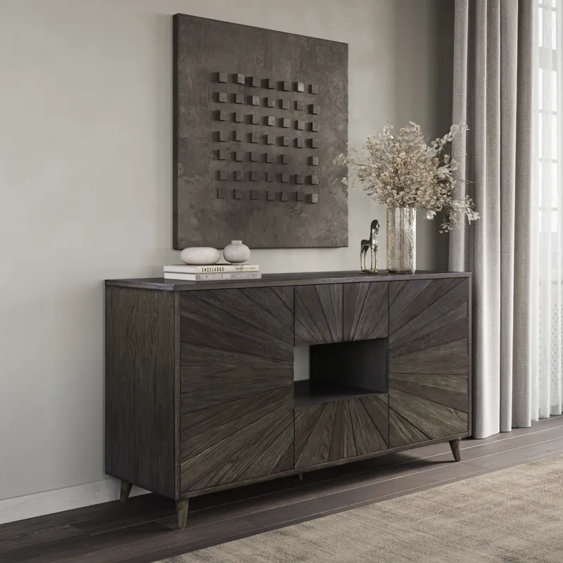 Reece 60\" Mid-Century Modern Starburst TV Stand Console Storage Cabinet