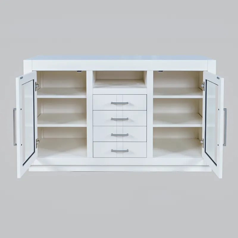 Auburn Hills 50\" Contemporary Media Console With Tempered Glass Doors, Drawers And Adjustable Shelv