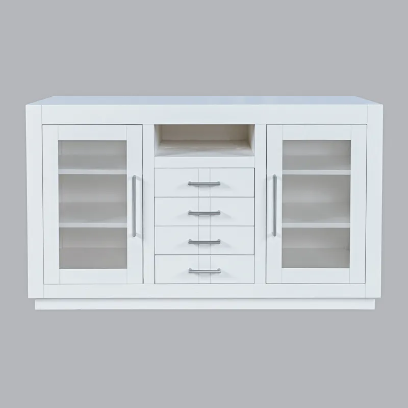 Auburn Hills 50\" Contemporary Media Console With Tempered Glass Doors, Drawers And Adjustable Shelv