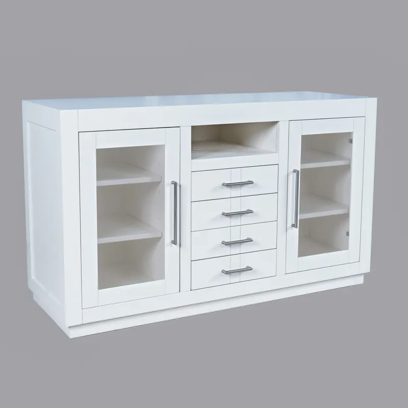 Auburn Hills 50\" Contemporary Media Console With Tempered Glass Doors, Drawers And Adjustable Shelv