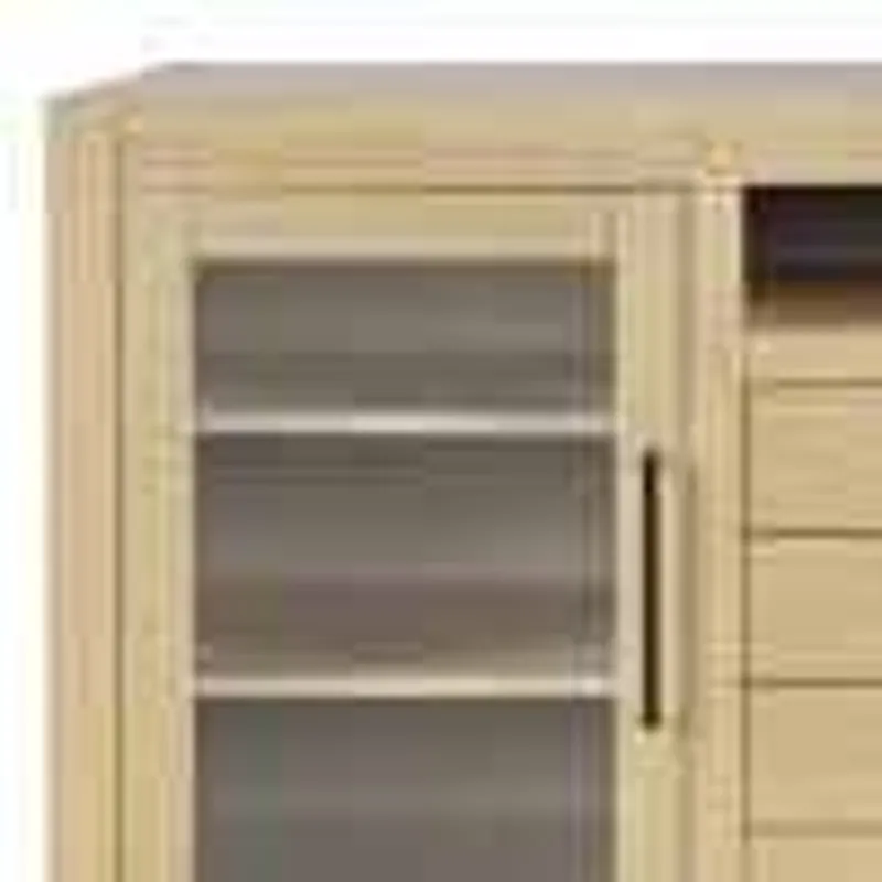 Auburn Hills 60\" Contemporary Media Console With Tempered Glass Doors, Drawers And Adjustable Shelv