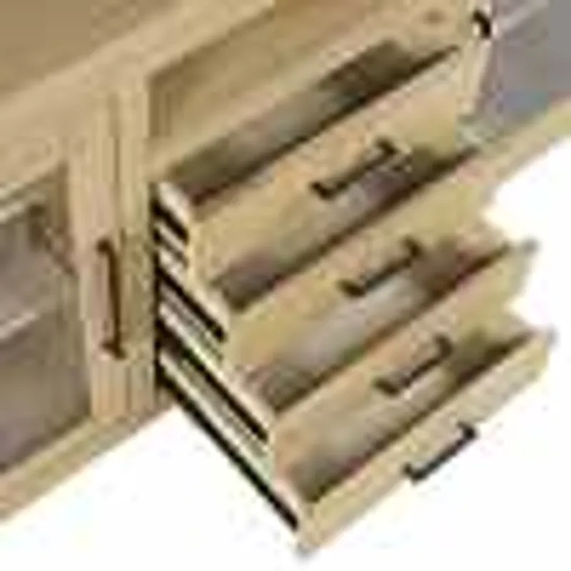 Auburn Hills 60\" Contemporary Media Console With Tempered Glass Doors, Drawers And Adjustable Shelv