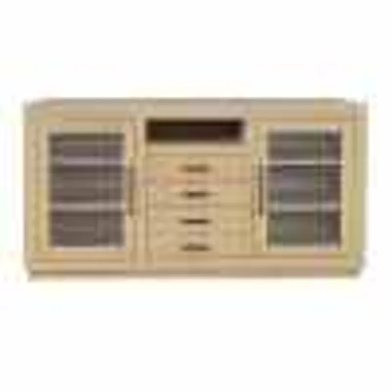 Auburn Hills 60\" Contemporary Media Console With Tempered Glass Doors, Drawers And Adjustable Shelv