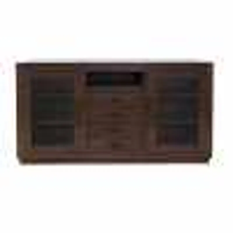 Auburn Hills 60\" Contemporary Media Console With Tempered Glass Doors, Drawers And Adjustable Shelv