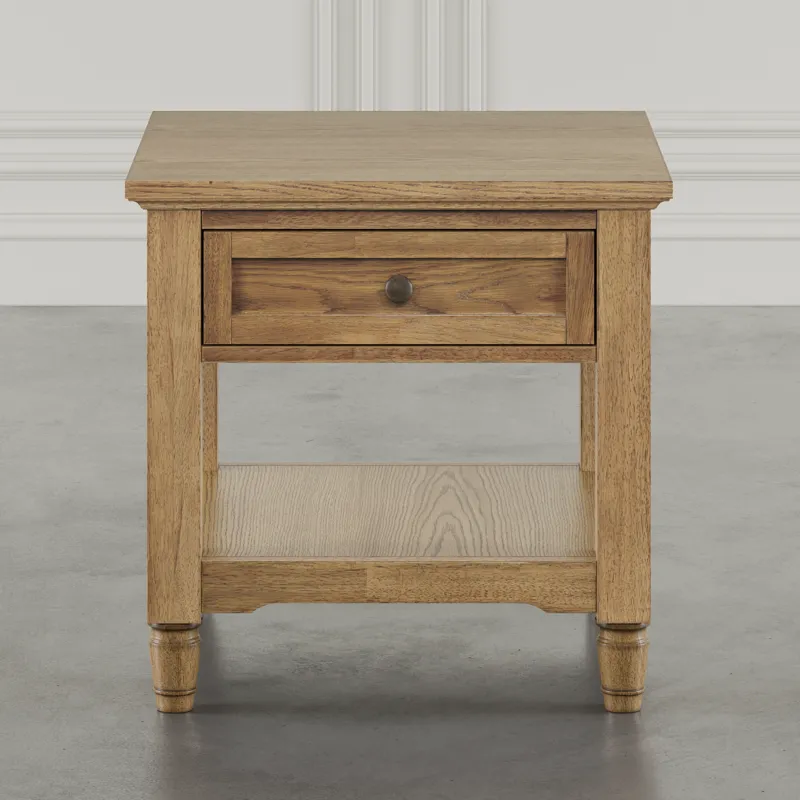 Brentwood Modern Transitional 24\" Square End Table With Drawer And Storage Shelf