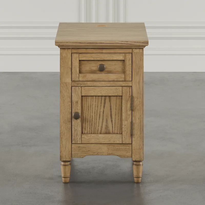 Brentwood Modern Transitional USB Charging End Table With Storage Cabinet