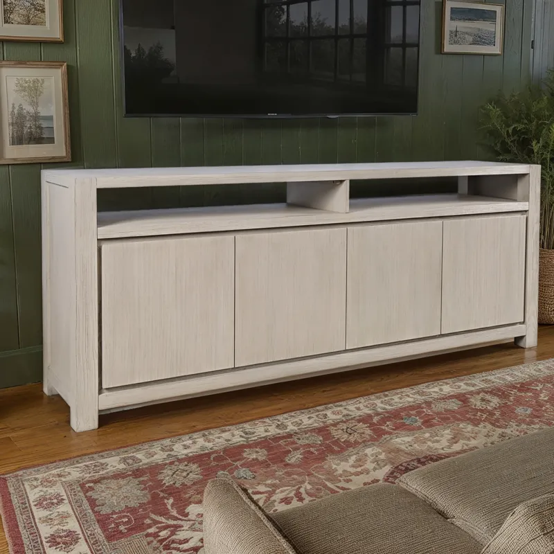 Brownstone 80\" Modern Transitional Media Console TV Stand With Four-Door Cabinet Storage