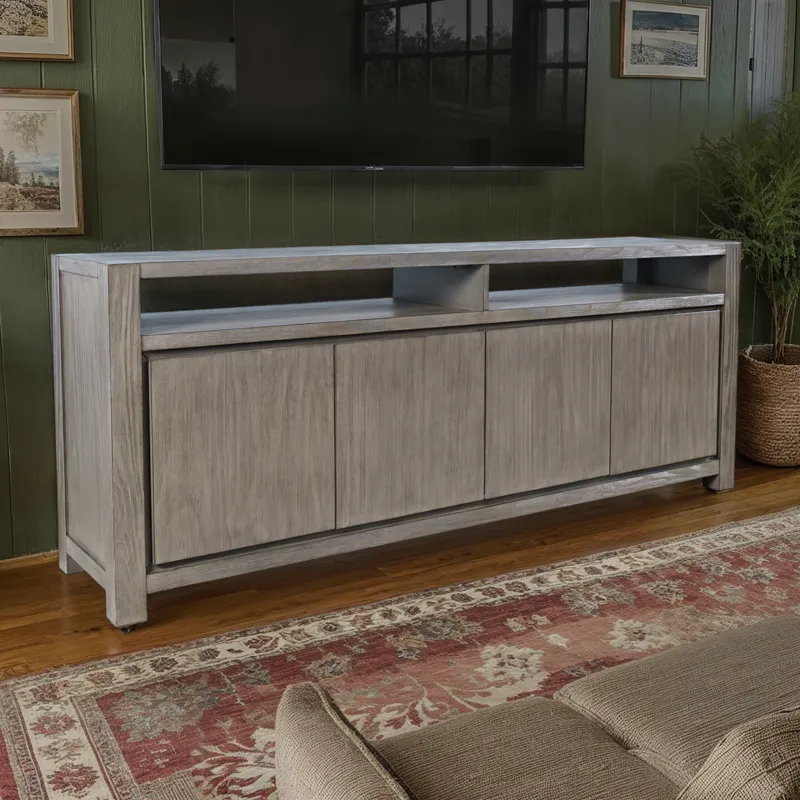 Brownstone 80\" Modern Transitional Media Console TV Stand With Four-Door Cabinet Storage