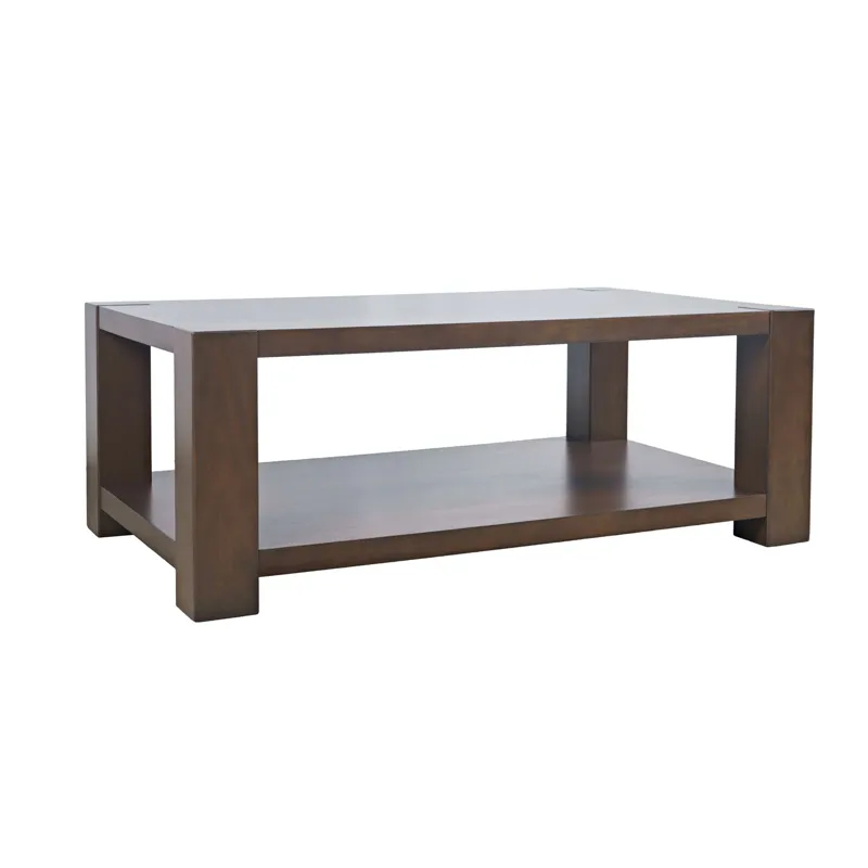 Brownstone 50\" Transitional Modern Block-Frame Coffee Table With Storage And Wheels