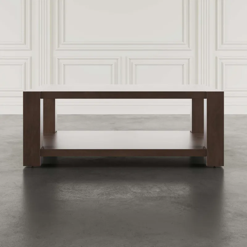 Brownstone 50\" Transitional Modern Block-Frame Coffee Table With Storage And Wheels