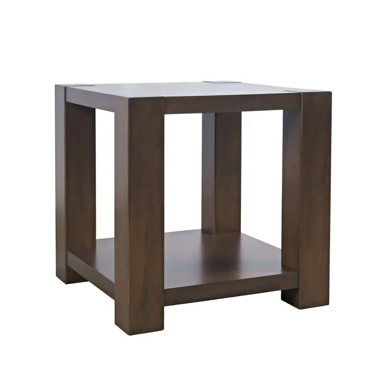 Brownstone 24\" Transitional Modern Block-Frame Square End Table With Storage