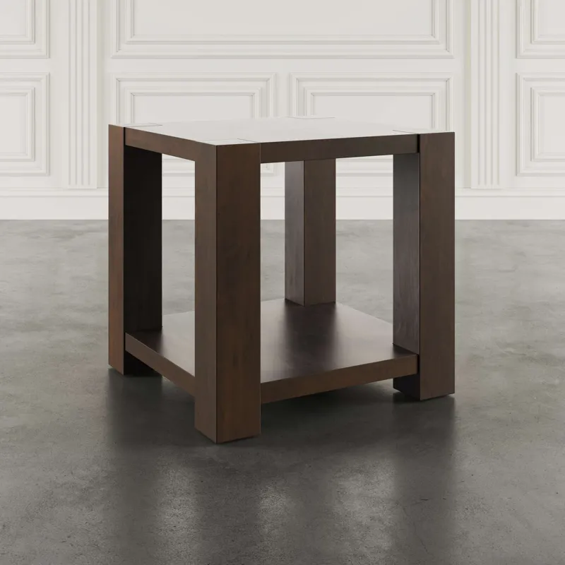 Brownstone 24\" Transitional Modern Block-Frame Square End Table With Storage