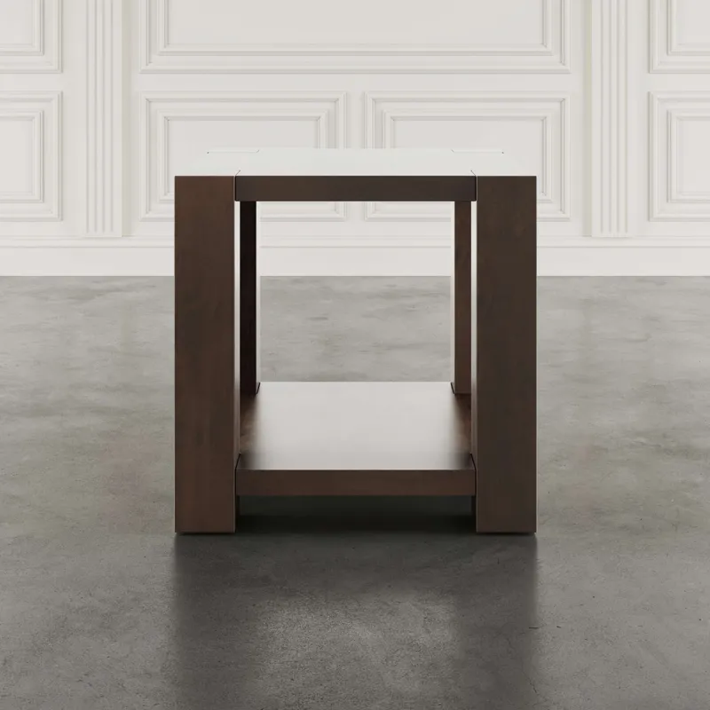 Brownstone 24\" Transitional Modern Block-Frame Square End Table With Storage