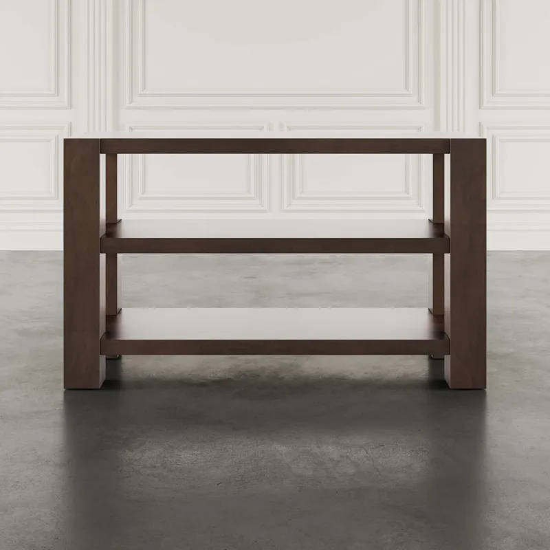 Brownstone 50\" Transitional Modern Block-Frame Sofa Console Table With Shelves