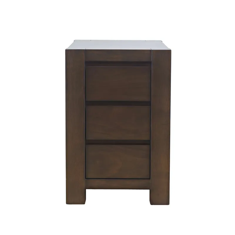 Brownstone Transitional Modern Block-Frame Chairside End Table With Storage Drawers