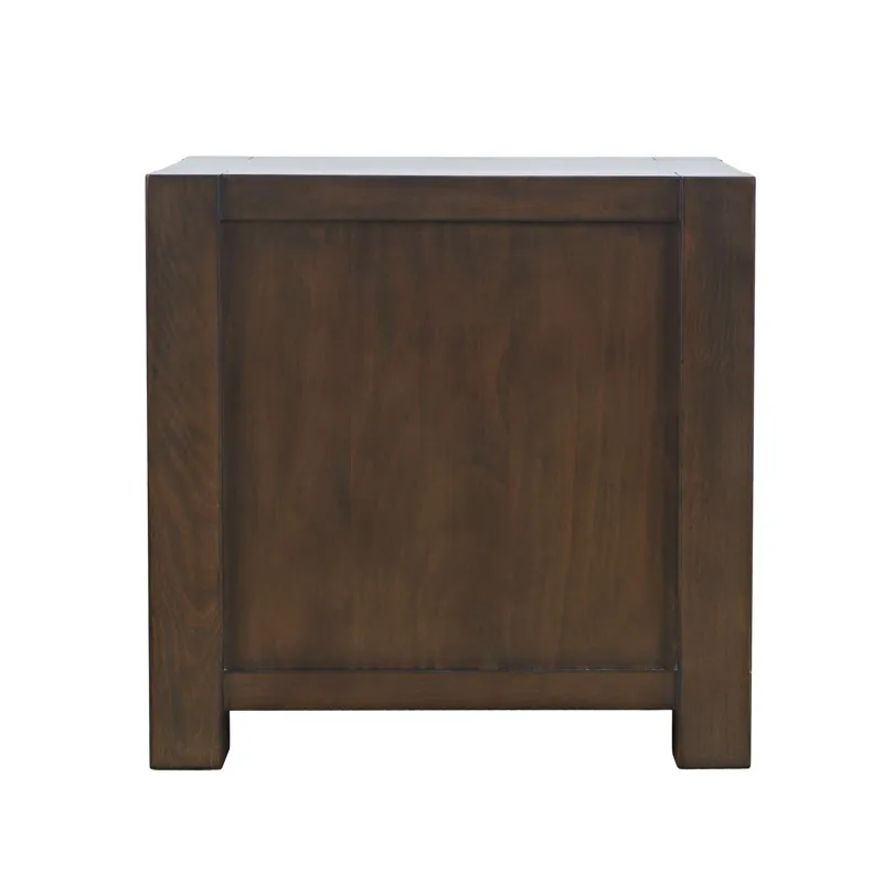 Brownstone Transitional Modern Block-Frame Chairside End Table With Storage Drawers