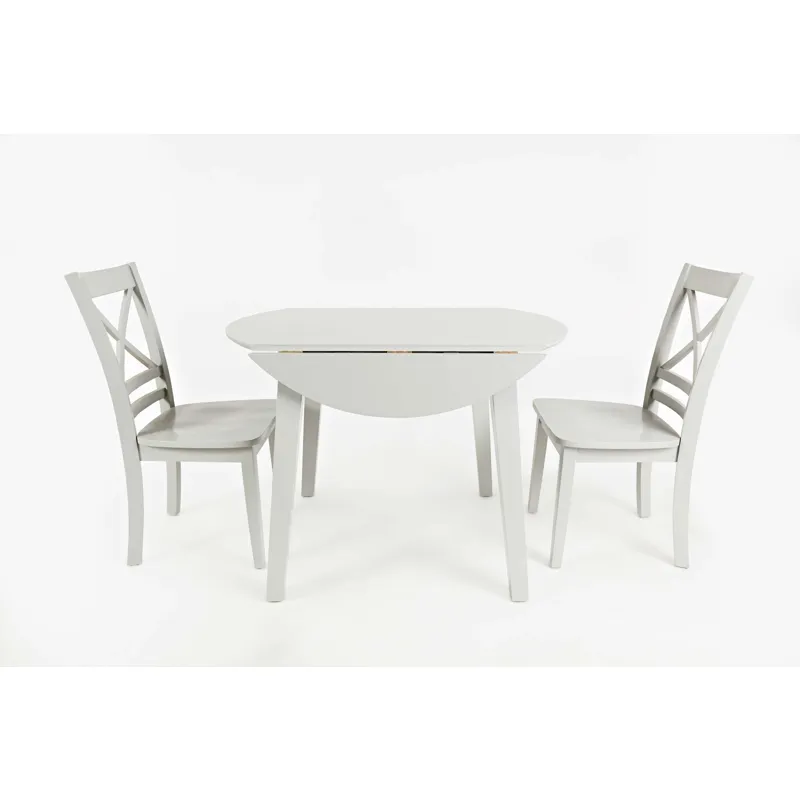 Simplicity 3-Piece Solid Wood Drop-Leaf Extension Dining Set With X-Back Chairs