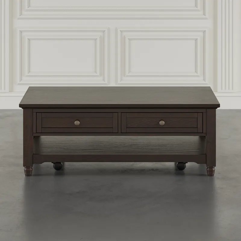 Brentwood Modern Transitional 50\" Coffee Table With Storage And Caster Wheels