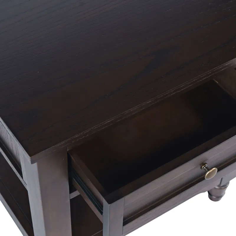 Brentwood Modern Transitional 24\" Square End Table With Drawer And Storage Shelf