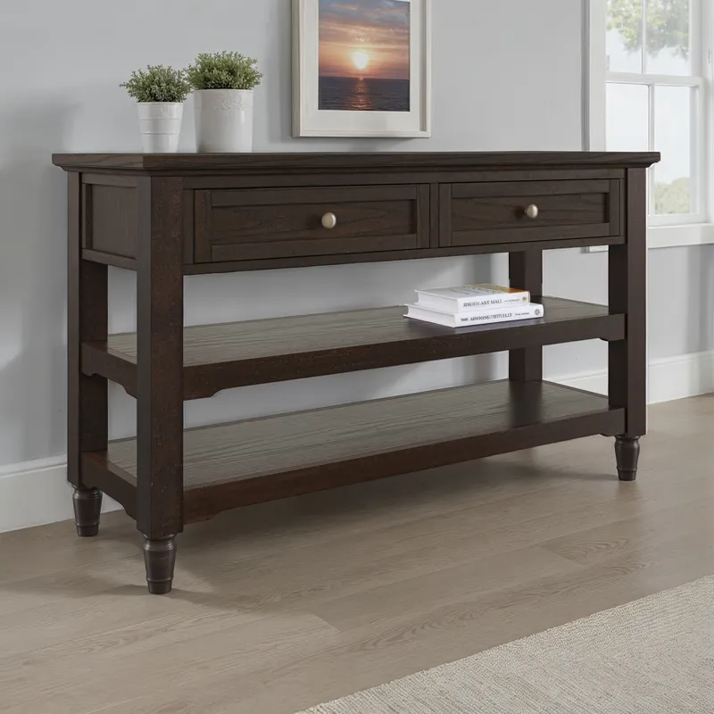 Brentwood Modern Transitional 50\" Sofa Console Table With Drawers And Storage Shelves