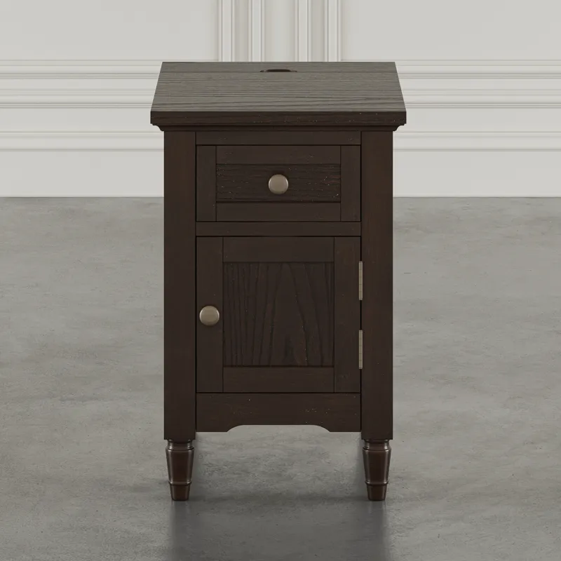 Brentwood Modern Transitional USB Charging End Table With Storage Cabinet