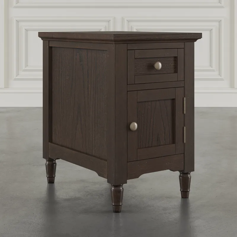Brentwood Modern Transitional USB Charging End Table With Storage Cabinet