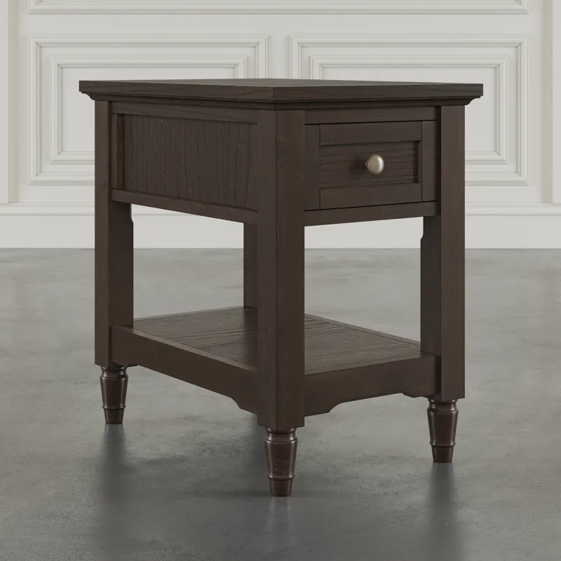 Brentwood Modern Transitional Chairside End Table With Drawer And Storage Shelf