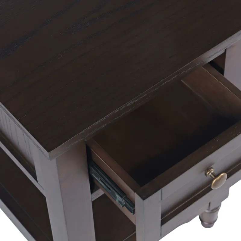 Brentwood Modern Transitional Chairside End Table With Drawer And Storage Shelf