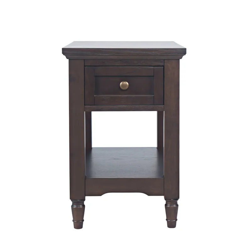 Brentwood Modern Transitional Chairside End Table With Drawer And Storage Shelf
