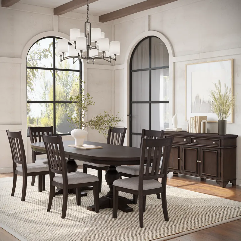 Brentwood Modern Transitional 102\" Double Pedestal Dining Table