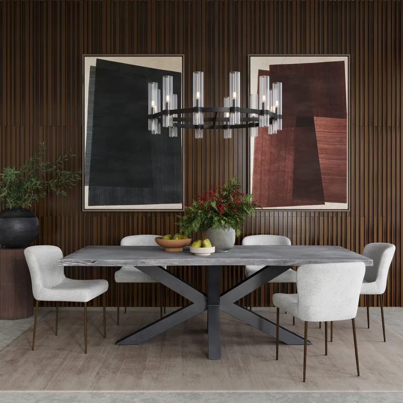 Gibson Modern Upholstered Dining Chair With Performance Fabric And Antique Brass Legs Set Of 2