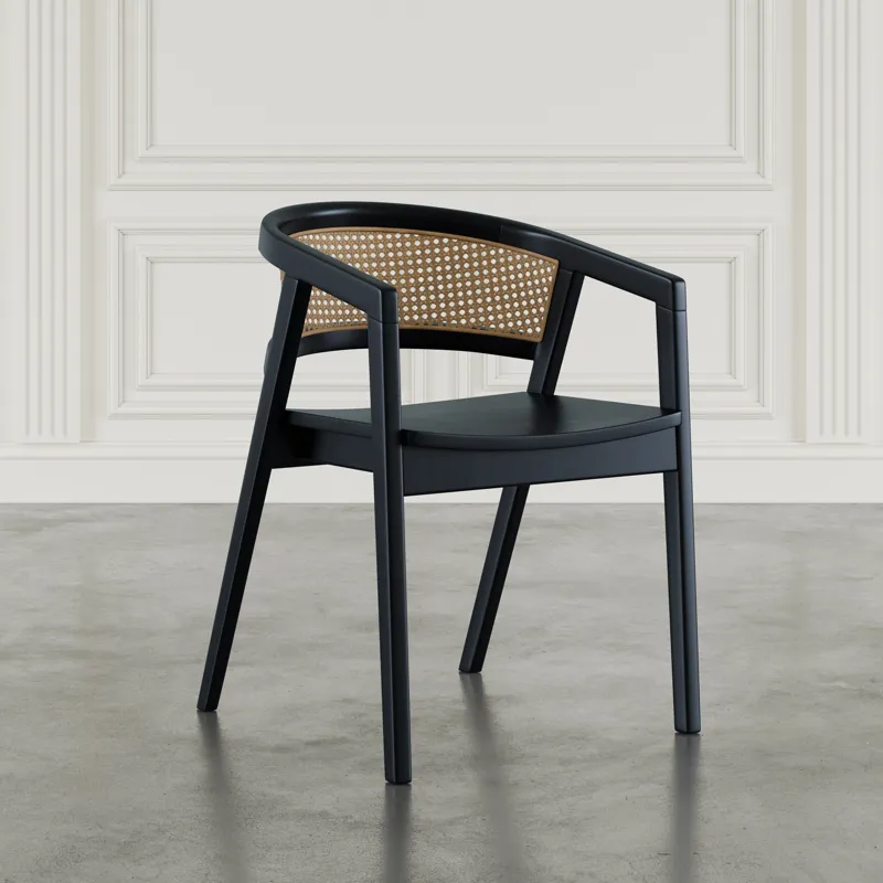 Lucas Modern Scandinavian Cane-Back Dining Armchair