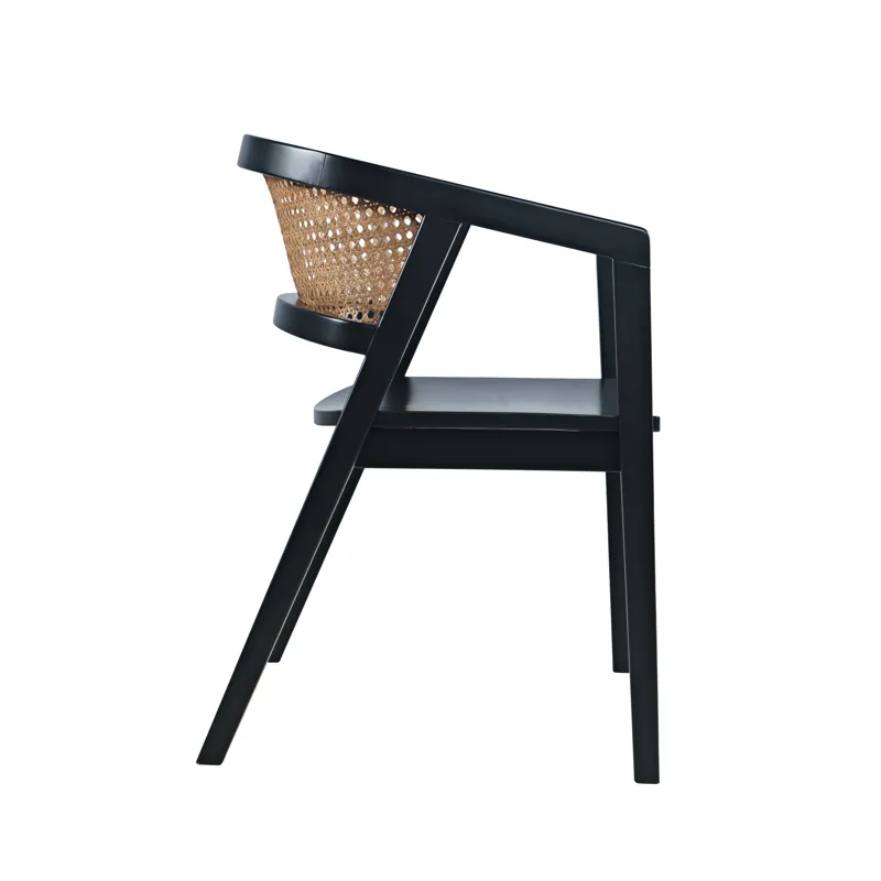 Lucas Modern Scandinavian Cane-Back Dining Armchair