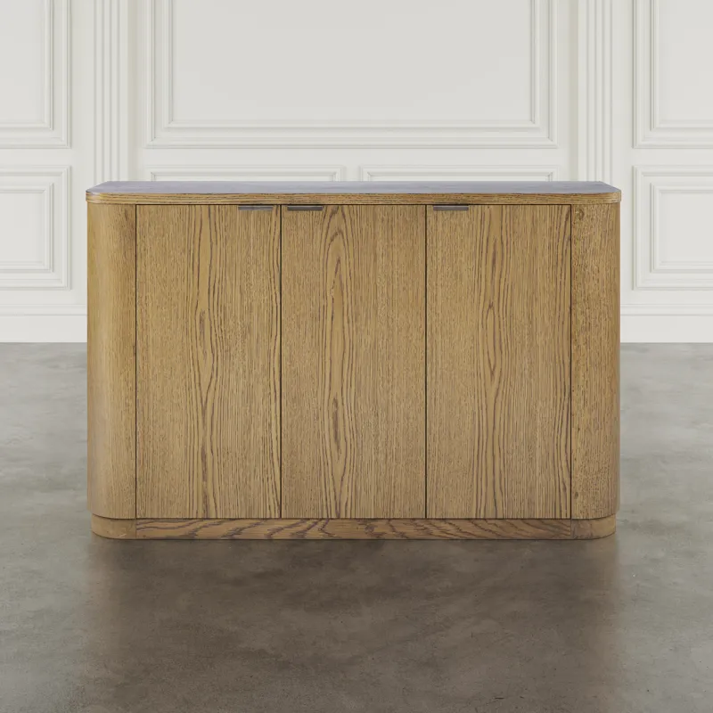 Janzen 50\" Minimalist Modern Curved Storage Console TV Cabinet With Adjustable Shelves