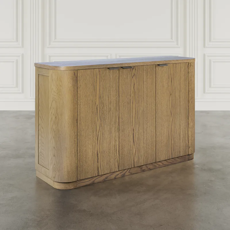 Janzen 50\" Minimalist Modern Curved Storage Console TV Cabinet With Adjustable Shelves