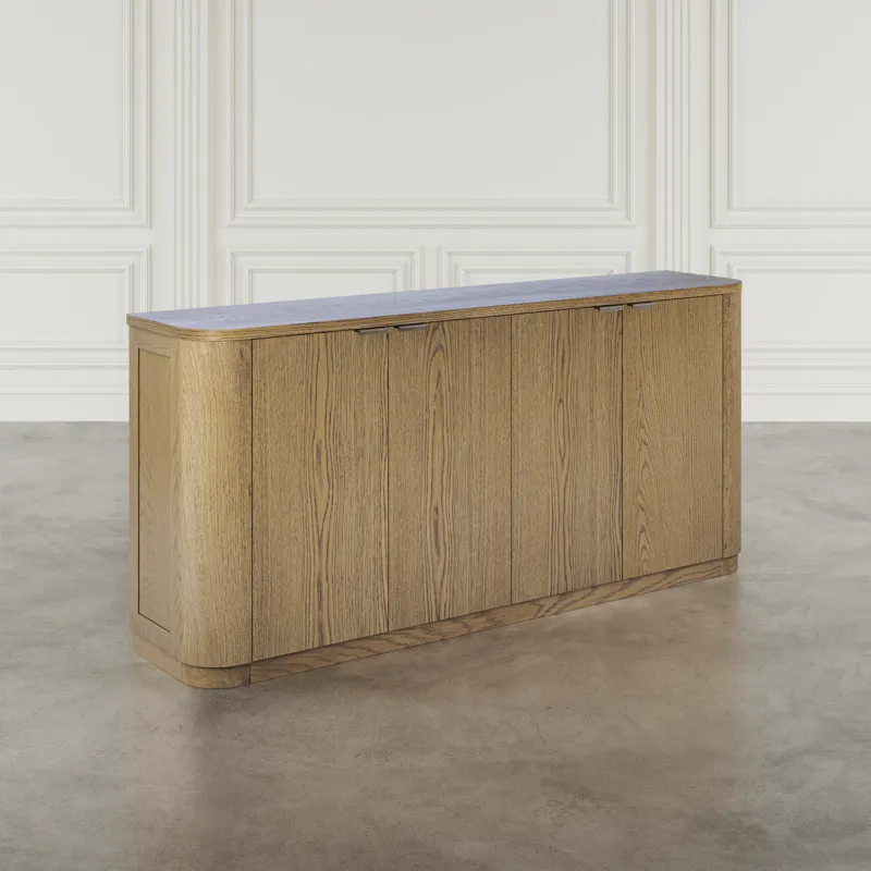 Janzen 68\" Minimalist Modern Curved Storage Console TV Cabinet With Adjustable Shelves