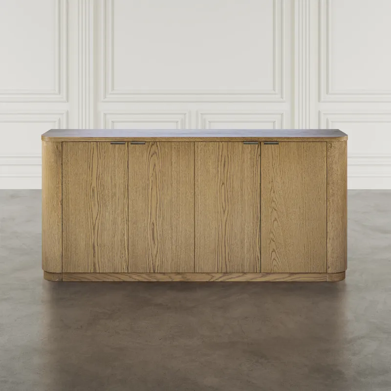 Janzen 68\" Minimalist Modern Curved Storage Console TV Cabinet With Adjustable Shelves