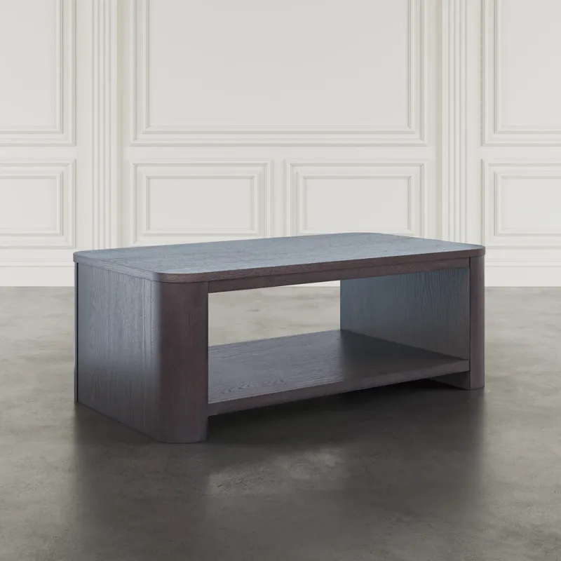 Janzen Contemporary Modern 50\" Rolling Coffee Table With Open Storage Shelf