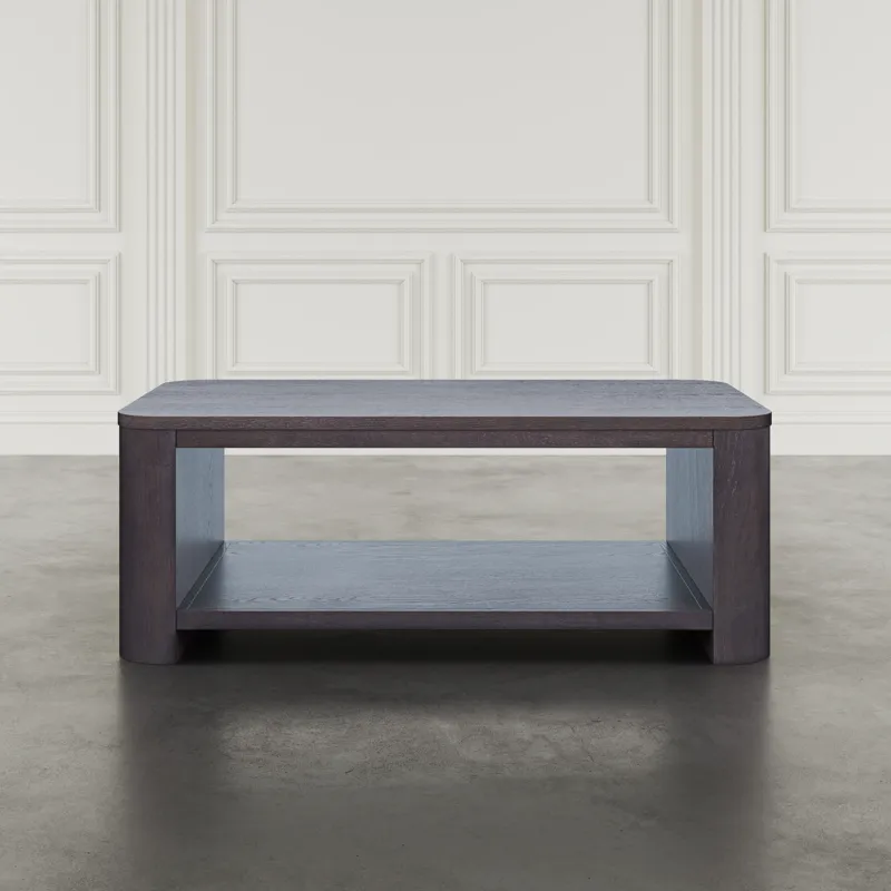 Janzen Contemporary Modern 50\" Rolling Coffee Table With Open Storage Shelf