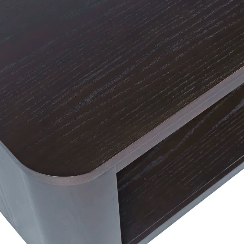 Janzen Contemporary Modern 50\" Rolling Coffee Table With Open Storage Shelf