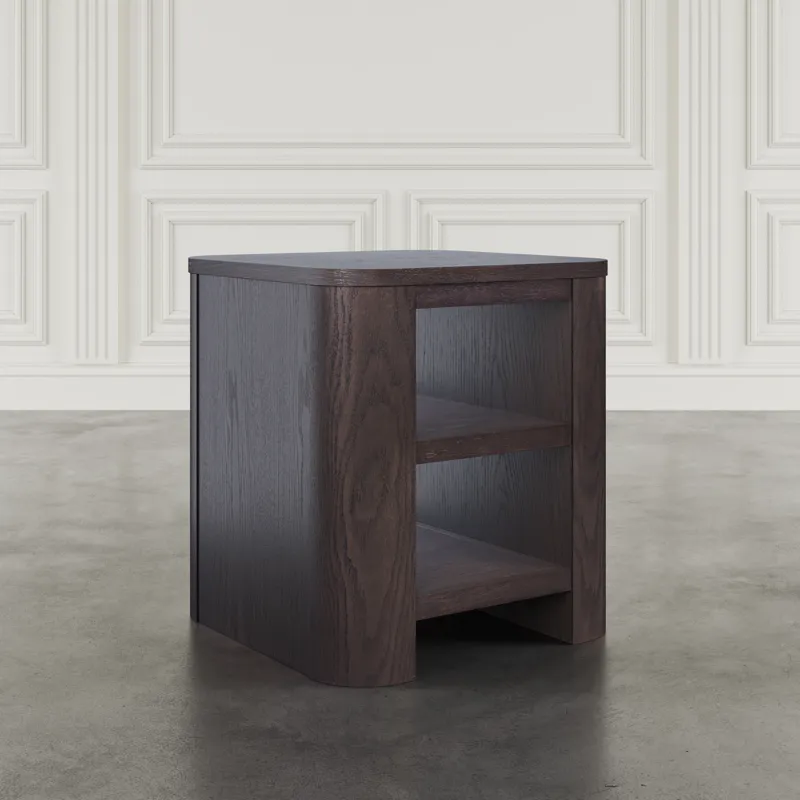 Janzen Contemporary Modern End Table With Open Storage And Rounded Corners