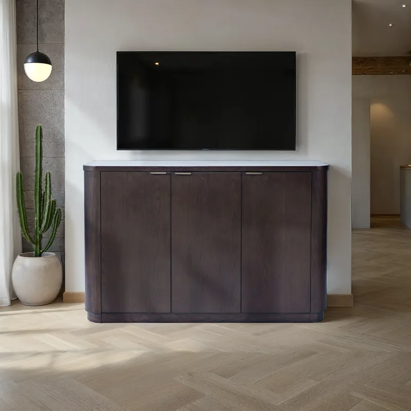 Janzen 50\" Minimalist Modern Curved Storage Console TV Cabinet With Adjustable Shelves