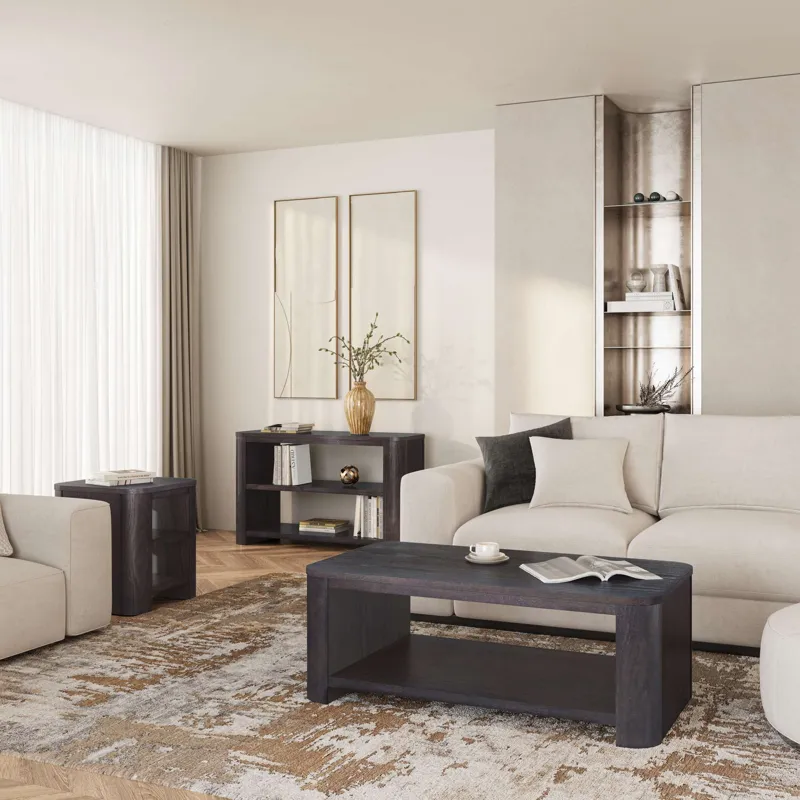 Janzen Three Piece Contemporary Modern Living Room Occasional Table Set