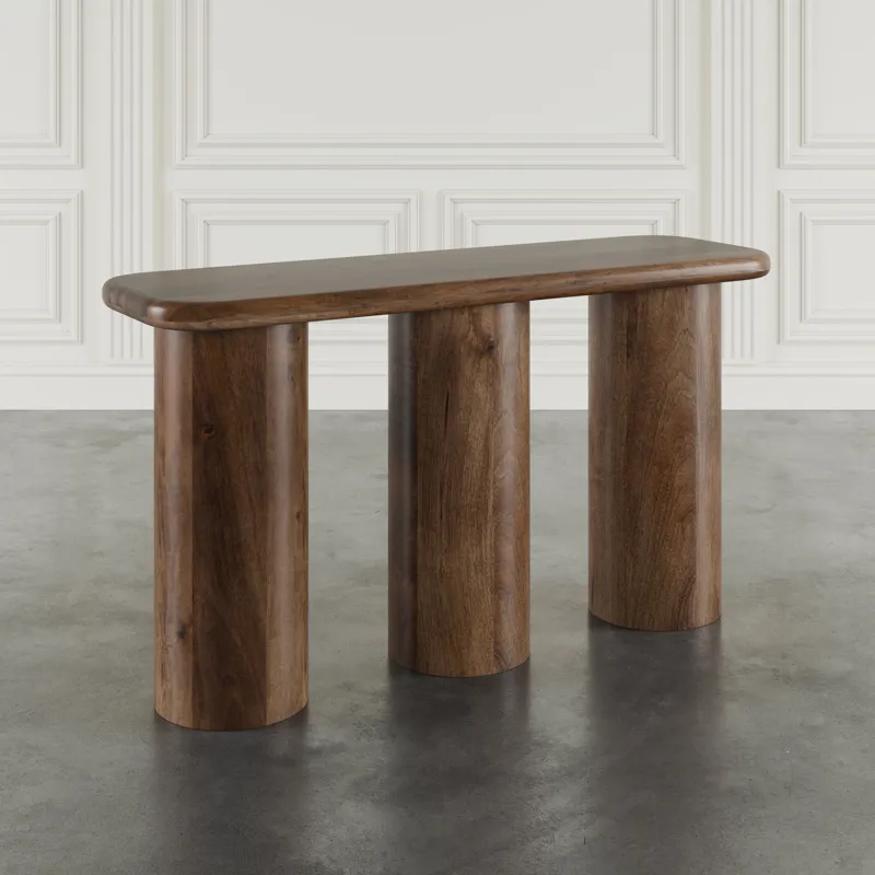 Mandara Global Modern 54\" Solid Wood Pillar Sofa Console Table
