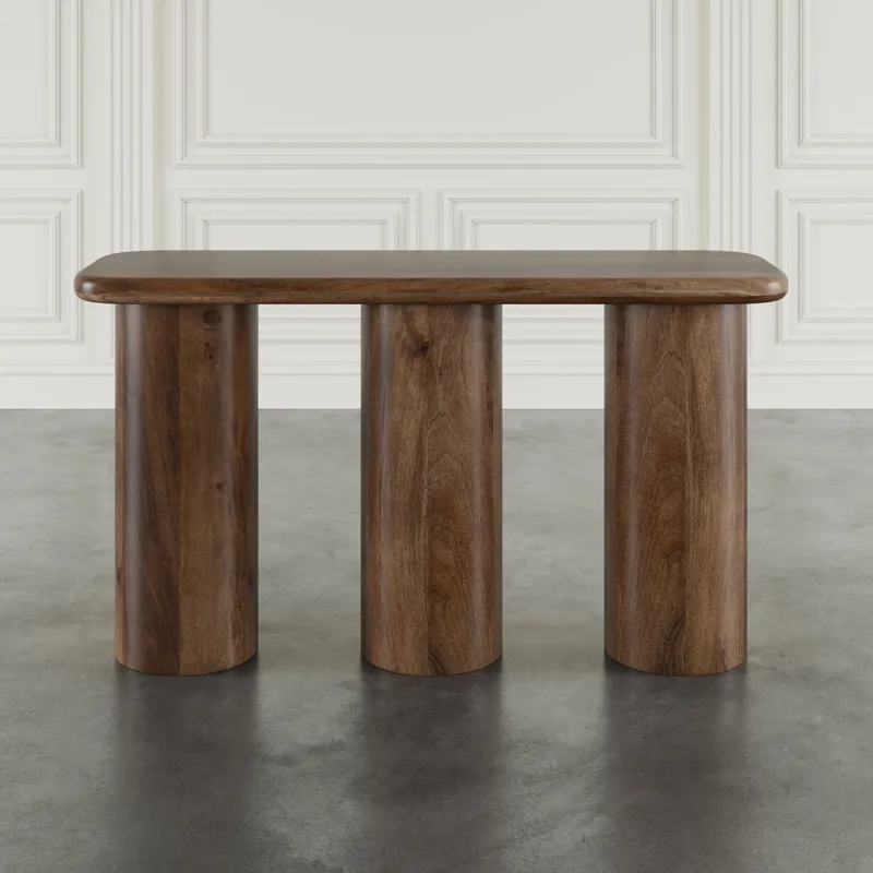 Mandara Global Modern 54\" Solid Wood Pillar Sofa Console Table