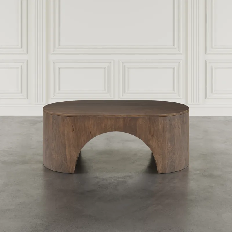 Luna 48\" Modern Architectural Pedestal Curved Coffee Table
