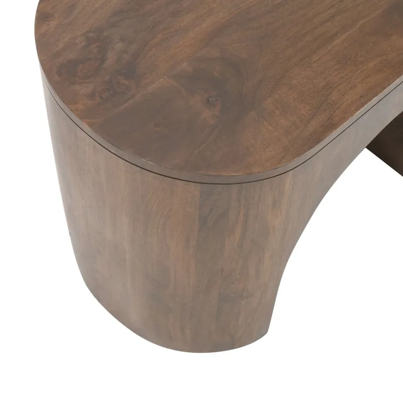 Luna Modern Architectural Three Piece Curved Living Room Table Set